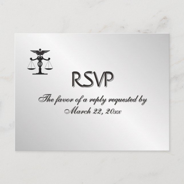 Menu Médicale et droit interconnecté Argent RSVP (Devant)