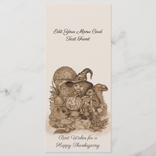 Menu Meilleurs voeux pour un Bon thanksgiving (Devant)