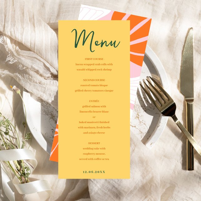 Menu mélange floral abstrait jaune et rose (Abstract floral yellow & pink mix and match menu)
