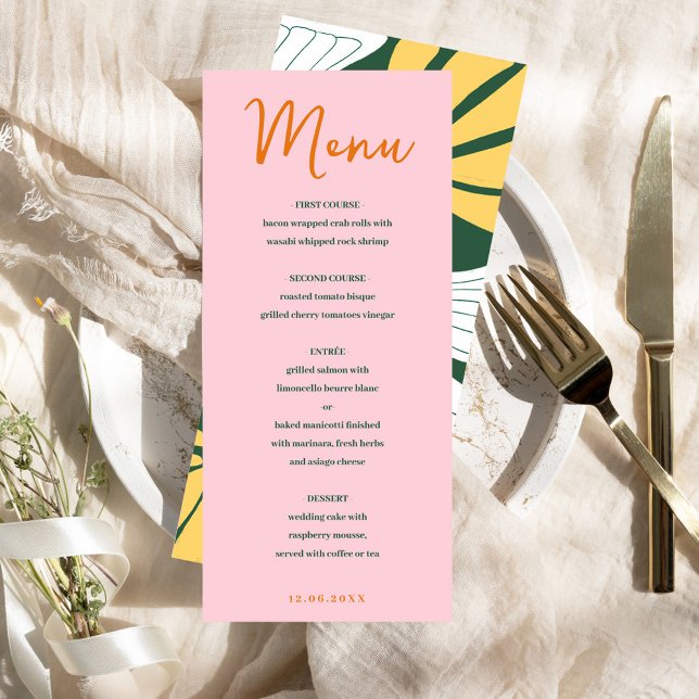 Menu mélange floral abstrait rose et vert (Abstract floral pink & green mix and match menu)