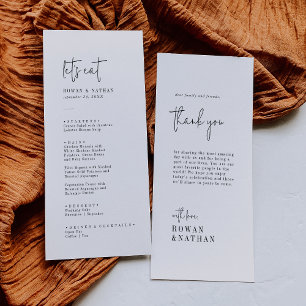 Menu Merci et Mariage noir et blanc chic moderne