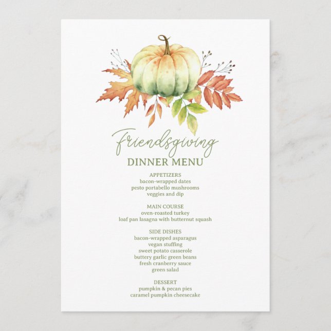 Menu Merci Gratuit Béni Minimaliste Amitié (Devant)