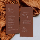 Menu Merci moderne chic en terre cuite et Mariage<br><div class="desc">Ce chic et moderne menu en terre cuite vous remercie et mariage est parfait pour un mariage simple. Le design boho du désert présente une typographie bohème rustique unique et élégante, dans une couleur de rouille orangée brûlée. Personnalisez la carte de table avec votre menu à l'avant et un message...</div>