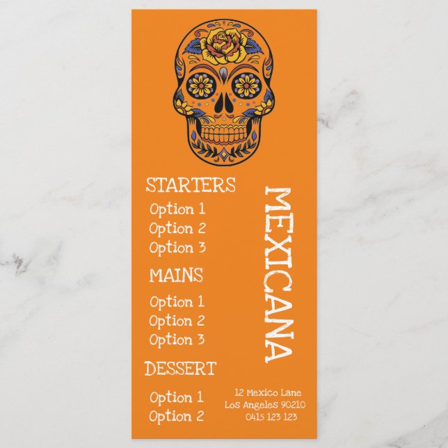 Menu mexicain de dîner de nourriture de barre de (Devant)