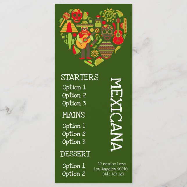 Menu mexicain de dîner de nourriture de restaurant (Devant)