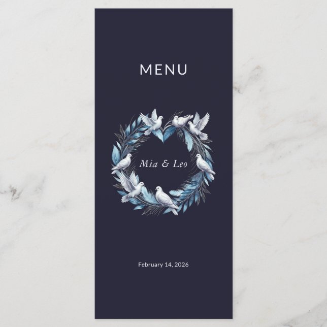 Menu  Midnight Blue and Wreath / Boda Azul y Corona  (Devant)