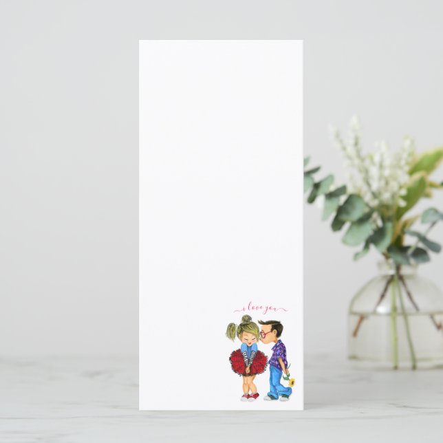 Menu Mignonne Romantique Couple Amour - Baiser - Je t'a (Debout devant)