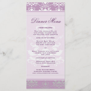 Menu mince Violet & Argent Damask Dîner Africain