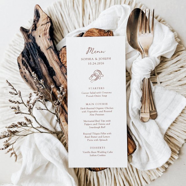 Menu Mini-fer à cheval | Mariage Brown et blanc (Créateur téléchargé)