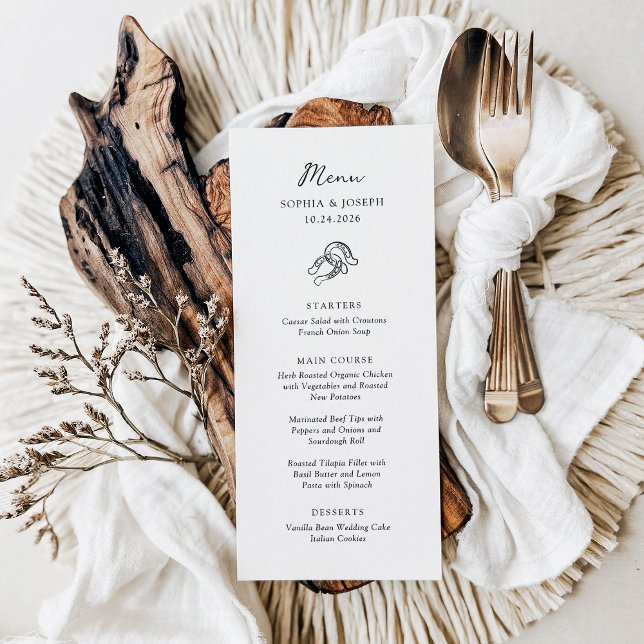 Menu Mini-fer à cheval | Mariage noir et blanc (Créateur téléchargé)