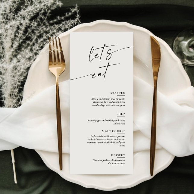 Menu Minimal and Chic Calligraphy Dinner Wedding (Créateur téléchargé)