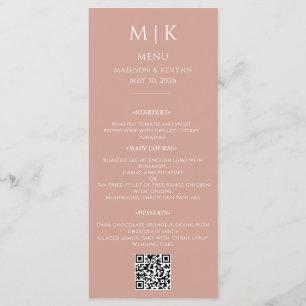 Menu Minimal et chic Code QR Mariage noir et blanc