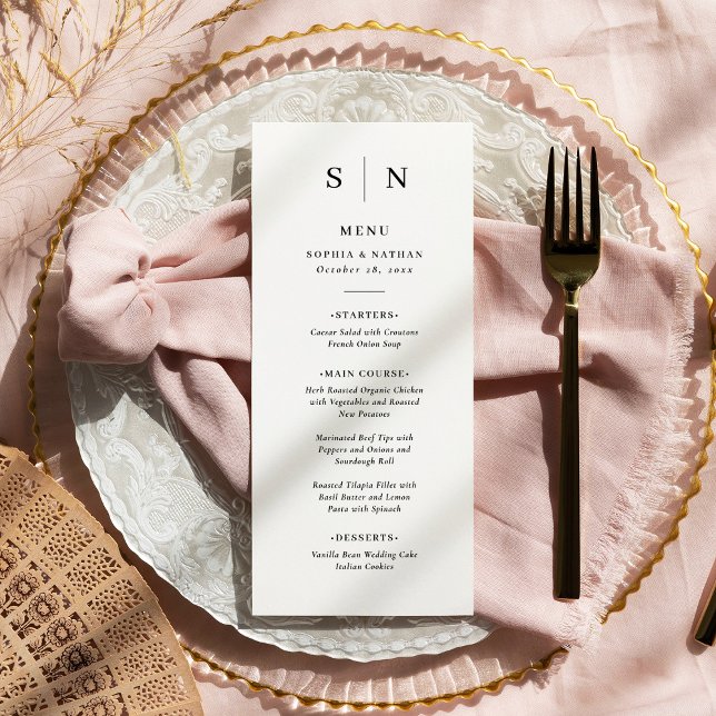 Menu Minimal et chic | Mariage noir et blanc (Créateur téléchargé)