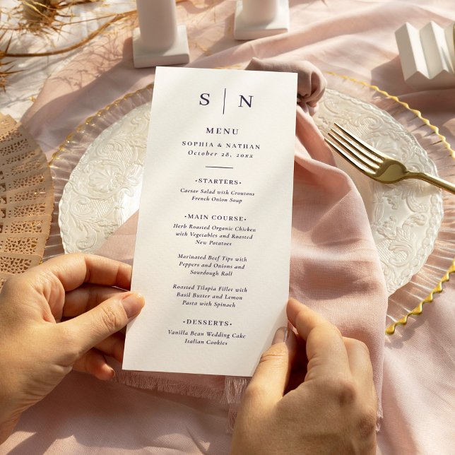 Menu Minimal et chic | Mariage violet et blanc (Créateur téléchargé)