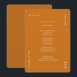 Menu Minimal Mariage Burnt Orange<br><div class="desc">Cette carte de menu minimale en forme arrondie vous propose le menu du dîner ou le menu du mariage sur un arrière - plan orange brûlé. Parfait pour un mariage moderne ou tout autre événement élégant et simple-chic. Toutes les couleurs de cette carte de menu mariage - arrière - plan...</div>