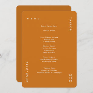 Menu Minimal Mariage Burnt Orange