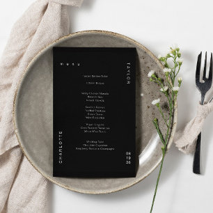 Menu Minimal Mariage Noir Simple