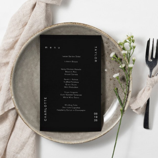 Menu Minimal Mariage Noir Simple (Créateur téléchargé)