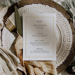 Menu Minimal moderne | Faux Gold Border Mariage<br><div class="desc">Ce menu de mariage moderne et élégant est composé d'un simple texte noir sur un arrière - plan blanc,  avec un cadre en faux or.</div>
