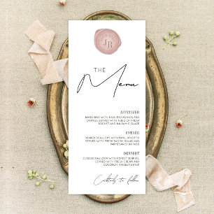Menu Minimal Simple Pink Wax Stamp Gala Dîner