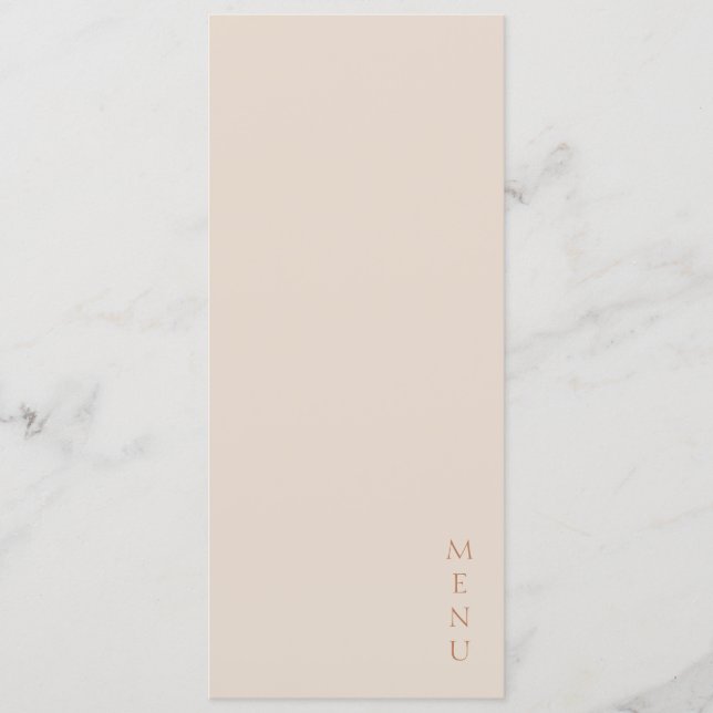 Menu Minimalist Desert Sand Copper Script  Wedding  (Devant)