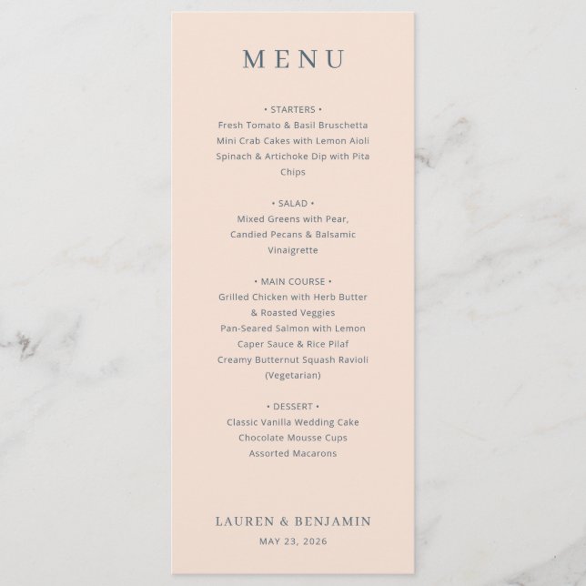Menu minimaliste beige élégant (Devant)