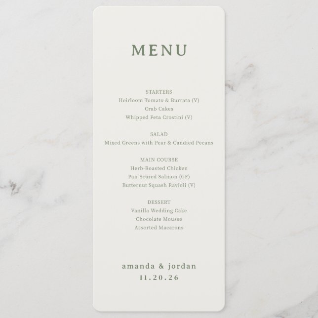 Menu minimaliste beige élégant (Devant)