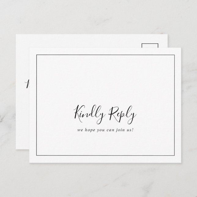 Menu Minimaliste Choix Carte Postale RSVP (Devant / Derrière)