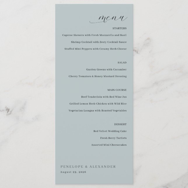 Menu minimaliste élégant à la menthe (Devant)