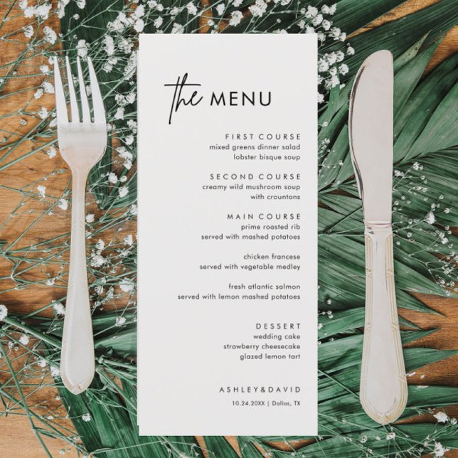 Menu minimaliste et simple Mariage (Créateur téléchargé)
