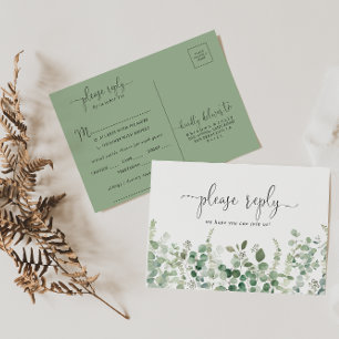 Menu minimaliste Eucalyptus Vert Choix RSVP