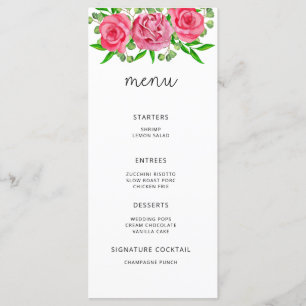 Menu minimaliste floral élégant aquarelle