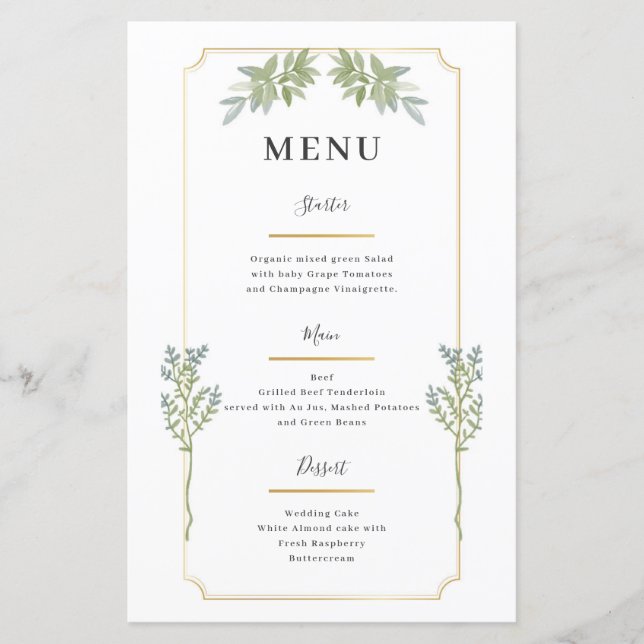 Menu minimaliste Gold Frame Blanc (Devant)