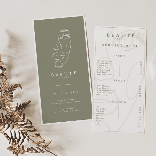 Menu minimaliste Ivoire/Olive Lash & Flèche (Créateur téléchargé)