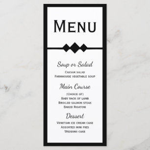 Menu - Minimaliste Mariage Fête Noir Blanc