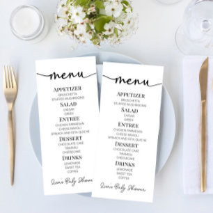 Menu Minimaliste minimal Baby shower simple