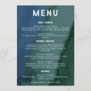 Menu Minimaliste Moderne Bleu Turquoise