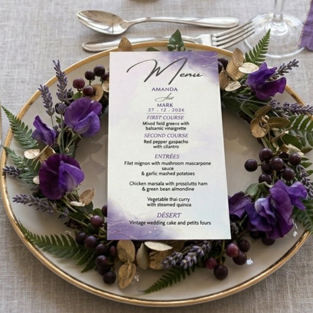 Menu Minimaliste Moderne Lilas Violet Tendance (Créateur téléchargé)