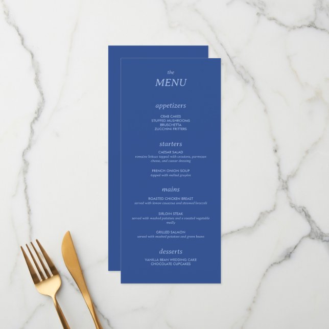 Menu minimaliste moderne Sleek Simple Mariage (Devant/Arrière en situation)