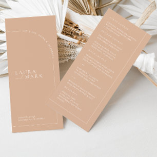 Menu minimaliste moderne Tan Boho Arch Mariage