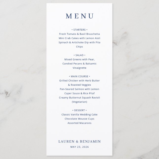 Menu minimaliste noir élégant (Devant)