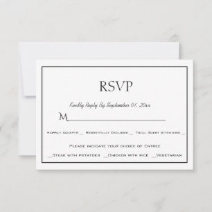 Menu minimaliste noir et blanc Choix carte RSVP
