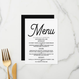 Menu Minimaliste - noir et blanc - Mariage