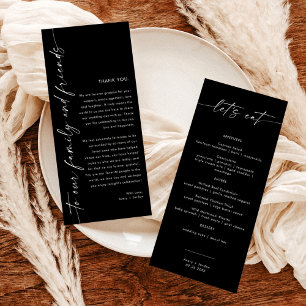 Menu Minimaliste + Note Merci Mariage Napkin
