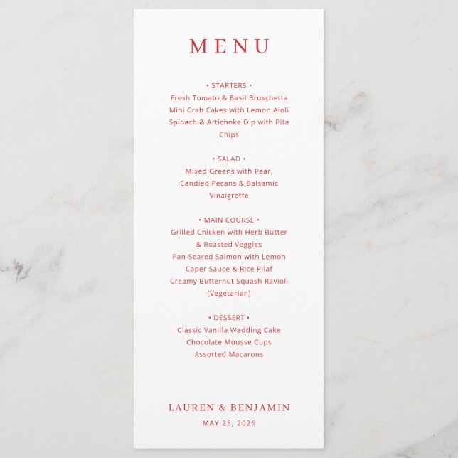 Menu minimaliste pêche sophistiqué (Devant)
