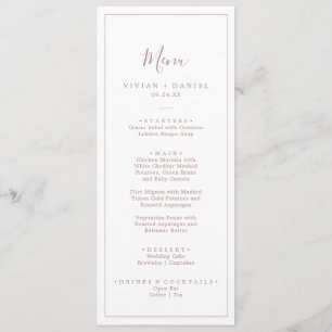 Menu Minimaliste Rose Gold Mariage Diner Menu