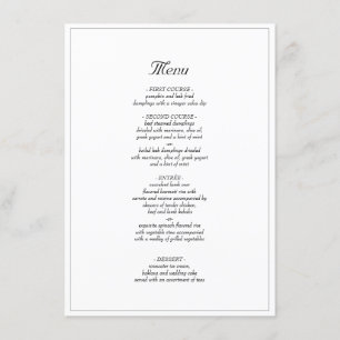 Menu Minimaliste Rustique Élégant Soir De Mariage
