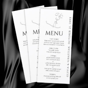 Menu Minimaliste une ligne Art baiser Couple Mariage