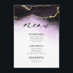 Menu Mist Ethérée Ombre Améthyste Dîner doré violet<br><div class="desc">Ethereal Mist Ombre Amethyst Purple Aquarelle Moody Mariage Conception avec aquarelle peinte à la main malice laver fondre texture arrière - plan, dorure feuille d'or lignes veining, et des traces de points et bords confettis. Un look tendance et moderne pour toutes les saisons, avec une palette de couleurs douces et...</div>