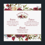 Menu Mistletoe Manor Aquarelle Dîner Carré d'hiver<br><div class="desc">Mistletoe Manor Aquarelle Roses d'hiver luxuriants avec florale peinte à la main, Feuilles de Berry Holly, Pine Sprig Foliage. Marsala coloré, rouge merlot de vin, bordeaux, crème d'ivoire et vert. Avec Tourbillonnant Chic Typography Brush Script Fonts, et Rose Gold Parties scintillant Foil Elégant Rectangle géométrique Cadre - Mariage Dîner Réception...</div>